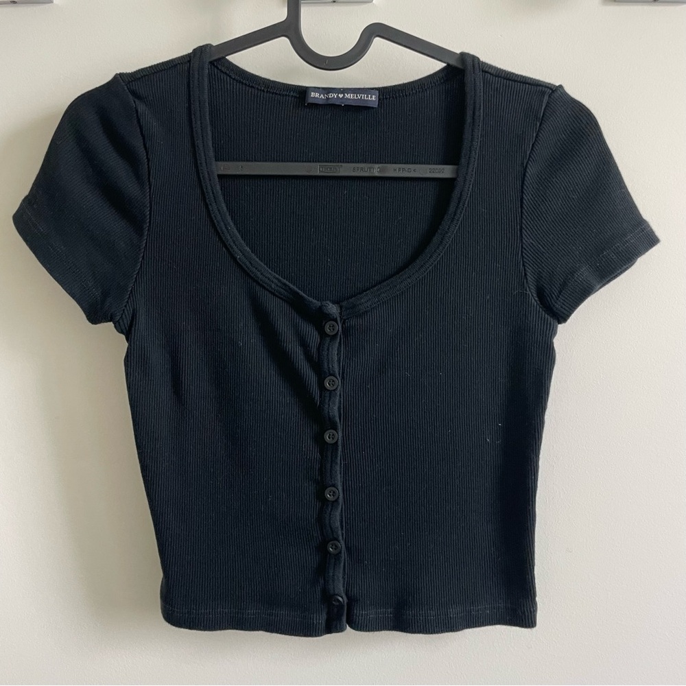 Brandy Melville black button up tee